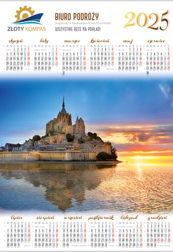 kalendarze plakatowy z nadrukiem